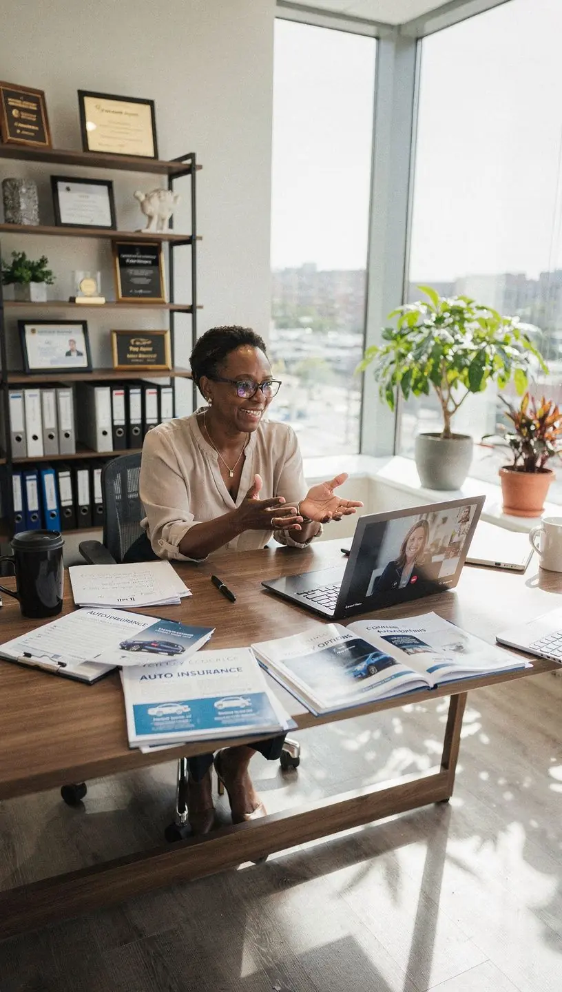 Kierowca sprawdzający informacje o ubezpieczeniu samochodu na smartfonie.