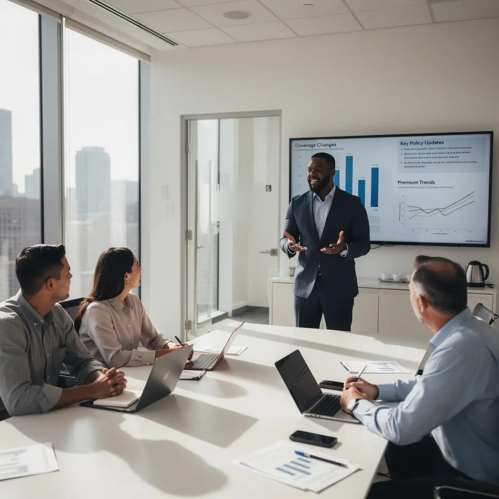 Obrazek przedstawiający samochód na tle tablicy informacyjnej dotyczącej ubezpieczeń.