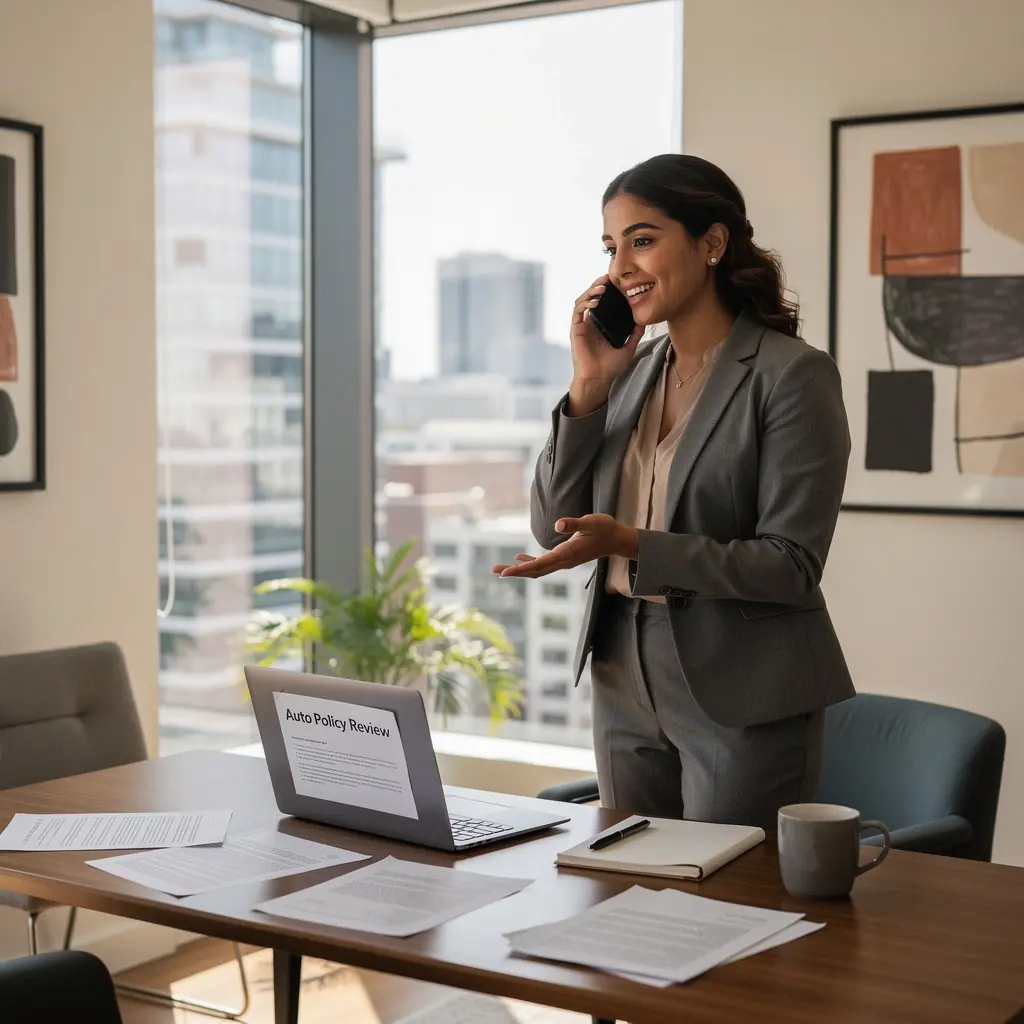 Grupa ludzi uczestnicząca w warsztatach na temat ubezpieczeń samochodowych.
